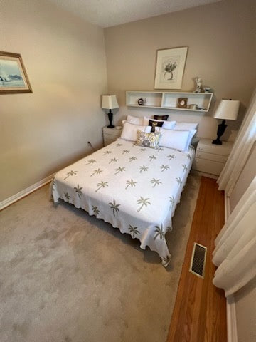 Queen White Melamine Bedroom Set, Side Tables Attached (*DRESSER NOT PHOTOGRAPHED)