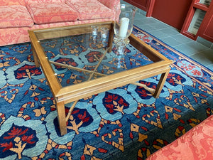 Wood Square Coffee Table Glass Insert, X Base