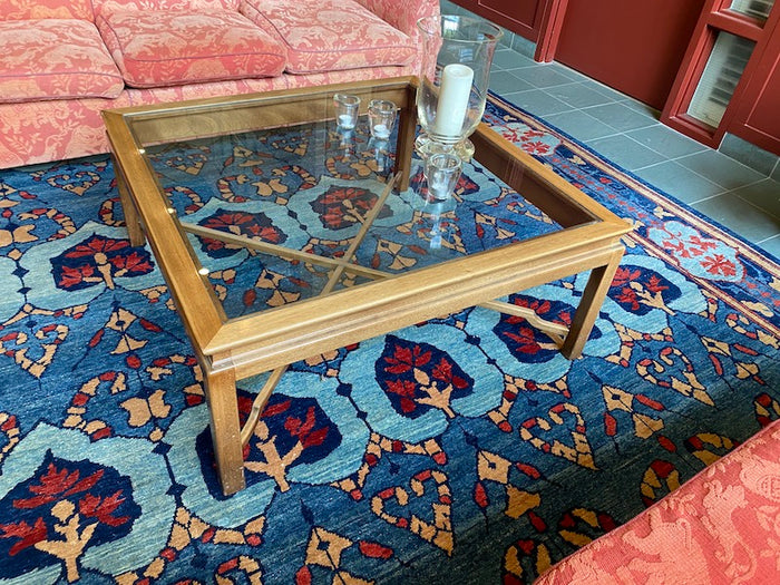 Wood Square Coffee Table Glass Insert, X Base