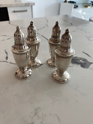 2 Pairs of 'Empire Silver' Sterling Weighted Salt & Pepper Shakers