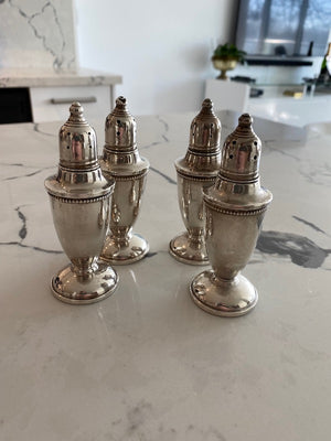 2 Pairs of 'Empire Silver' Sterling Weighted Salt & Pepper Shakers