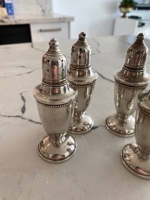 2 Pairs of 'Empire Silver' Sterling Weighted Salt & Pepper Shakers