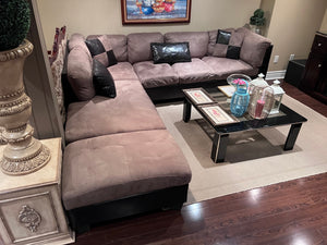 Leather + Microsuede Sectional Sofa