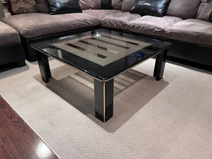Vintage Black Lacquer & Glass Coffee Table