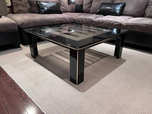 Vintage Black Lacquer & Glass Coffee Table