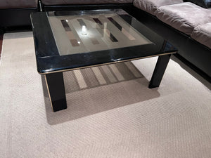 Vintage Black Lacquer & Glass Coffee Table