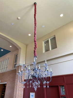 Hanging Chandelier, Glass Pendants, 18 Lights Adjustable Chain