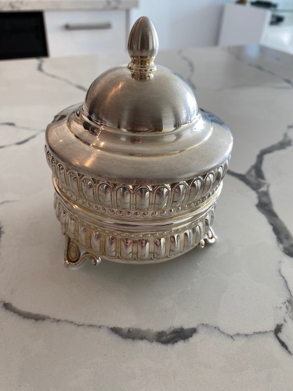 Sterling Silver & Glass Honey Dish