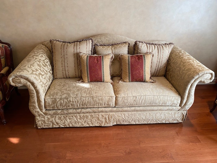 "Schnadig" Gold Sofa w/Curved Arms & Back