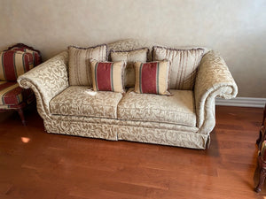 "Schnadig" Gold Sofa w/Curved Arms & Back