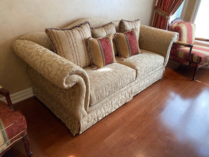 "Schnadig" Gold Sofa w/Curved Arms & Back