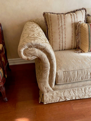 "Schnadig" Gold Sofa w/Curved Arms & Back