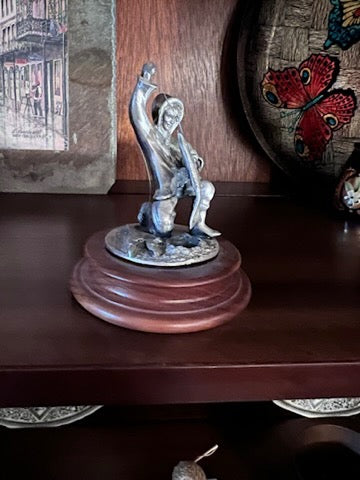 Slavko Dugar Canada Signed Inuit Man Ice Fishing Pewter Figurine