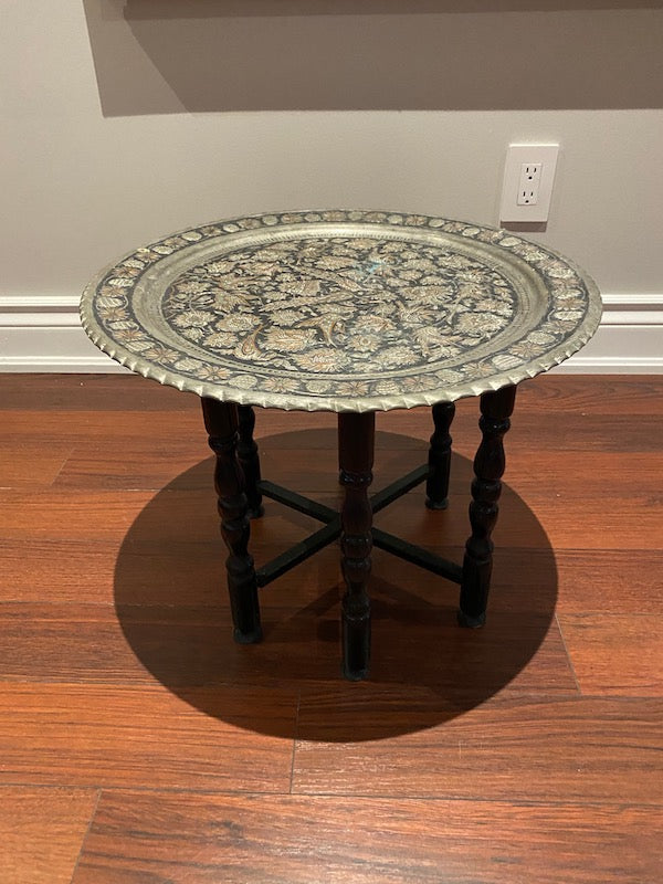 Etched Metal Side Tray Side Table