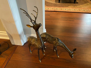 Pair of Gold Metal Deer Decor