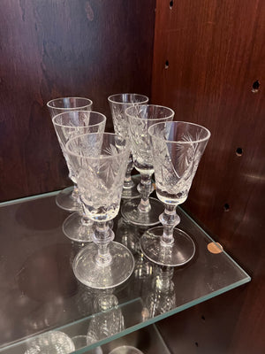 6 Pinwheel Crystal Liqueur Glasses