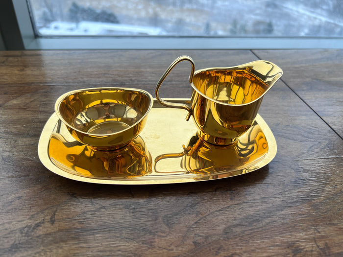Gold Plated Cream & Sugar Set
