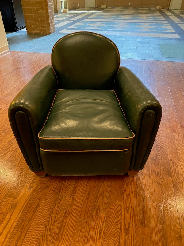 4 Roots “Genuine Leather” Green Armchairs (*Priced Individually)