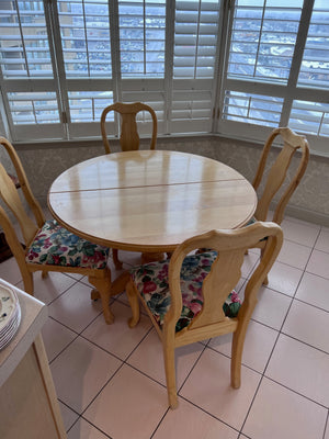 Round Wood Kitchen Table + 4 Chairs