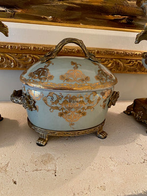 3 Piece Blue & Gold Porcelain Lot