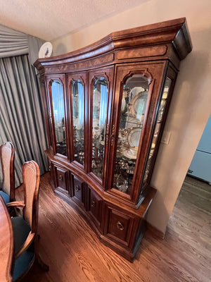 'Bernhardt Hibriten' Vintage Burled Wood Curved Front China Cabinet