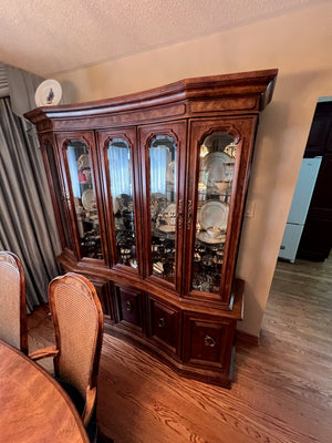 'Bernhardt Hibriten' Vintage Burled Wood Curved Front China Cabinet