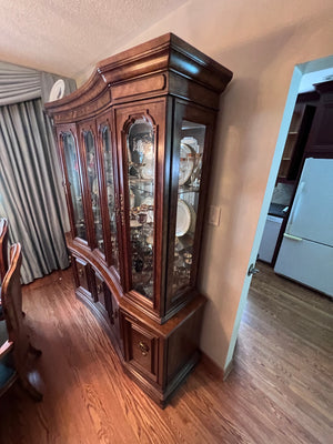 'Bernhardt Hibriten' Vintage Burled Wood Curved Front China Cabinet