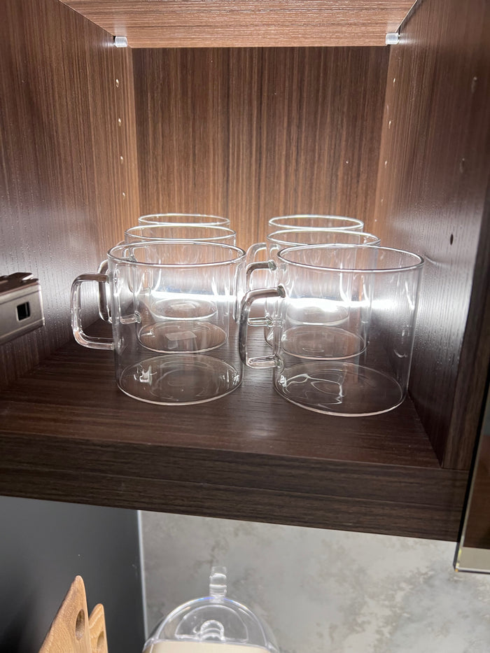 *BRAND NEW 12 CB2 'Cantina' Glass Coffee Mugs (*Retail value $95)