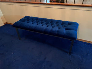 Vintage Blue Velvet Bench