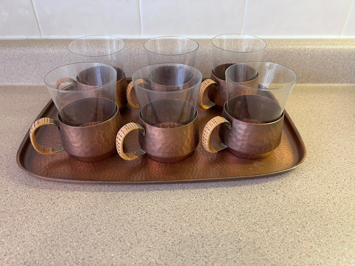Copper/Glass Tea Set + Tray