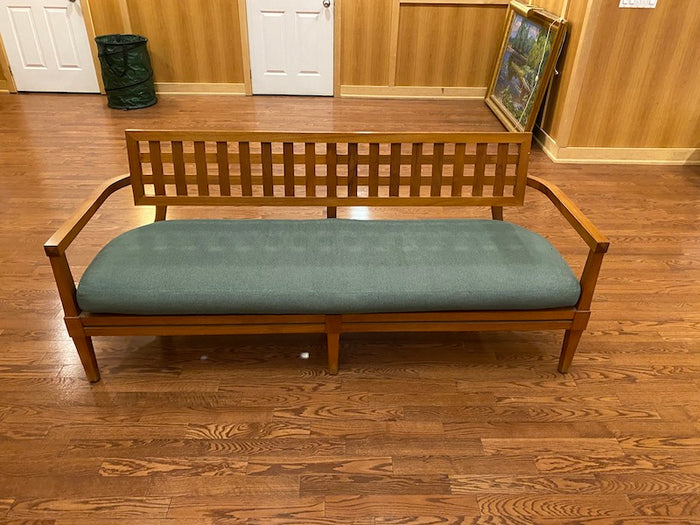 “Mcguire” Portico Teak Sofa, Green Cushions