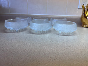 6 iittala Ultima Thule Footed Glass Dessert Bowls