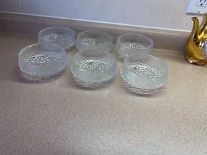 6 iittala Ultima Thule Footed Glass Dessert Bowls