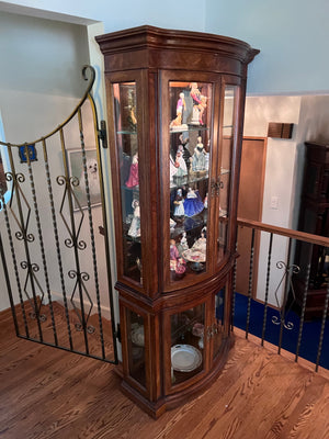 Burled Wood Curio Cabinet with Interior Light