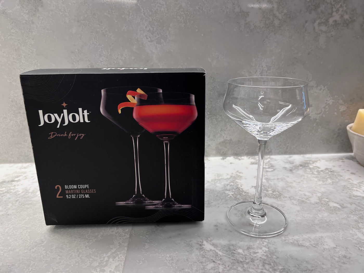 Joyjolt Bloom Coupe Crystal Glasses - Set Of 4 Cocktail Martini