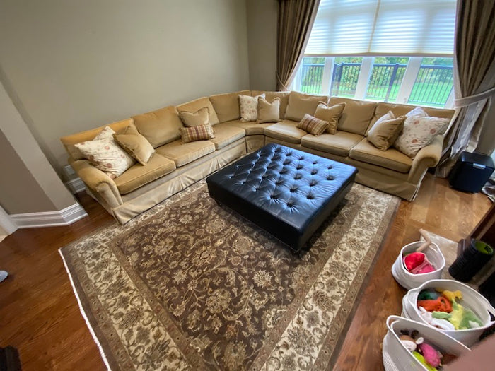 Cooper Bros Custom Made Gold Velvet Sectional Sofa