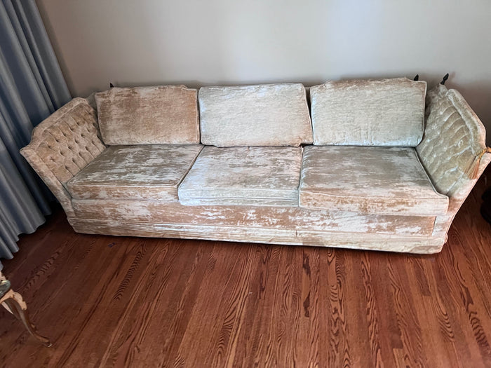 Vintage Cream Sofa, Tufted Sides