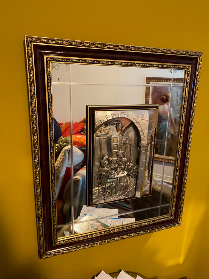 Silver Plaque Mirrored Frame