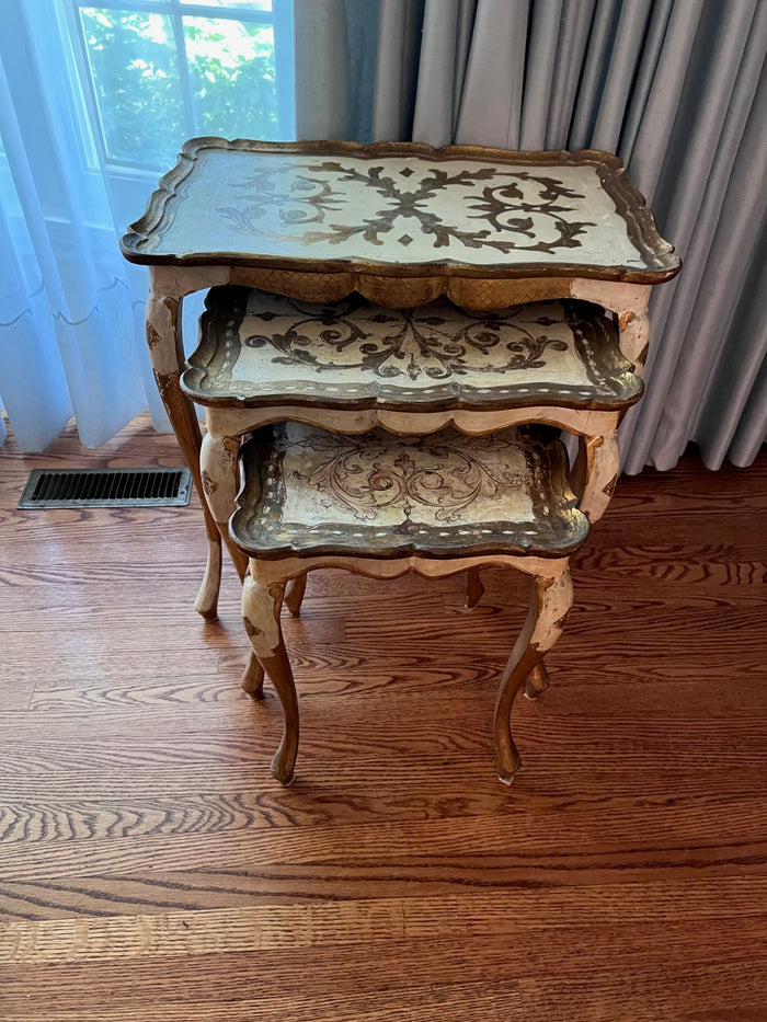 Set of 3 Florentine Nesting Tables, Made in Italy