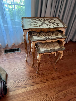 Set of 3 Florentine Nesting Tables, Made in Italy
