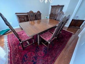 Beautiful Antique Golden Oak Wood, Barley Twist Dining Table + 6 Chairs