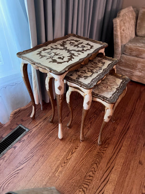 Set of 3 Florentine Nesting Tables, Made in Italy