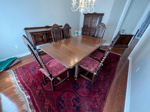Beautiful Antique Golden Oak Wood, Barley Twist Dining Table + 6 Chairs
