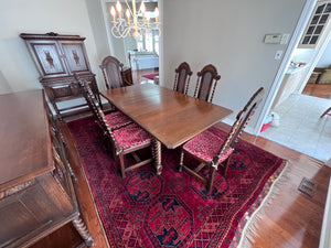 Beautiful Antique Golden Oak Wood, Barley Twist Dining Table + 6 Chairs