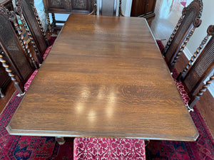 Beautiful Antique Golden Oak Wood, Barley Twist Dining Table + 6 Chairs