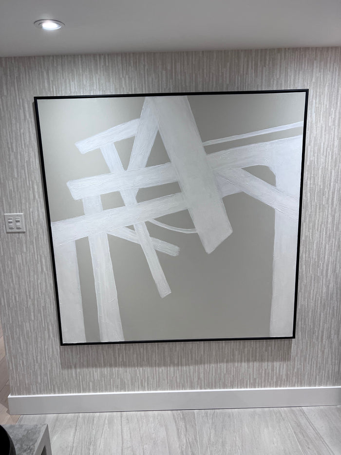 *BRAND NEW Sunpan Painting 'Breaking Barriers' - 60" x 60" - in Black Floater Frame (*Retail value $1,210)