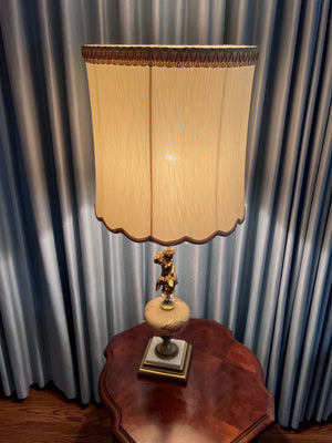 Pair of Large Vintage Gold & White Table Lamps