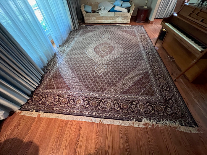 Hand Knotted Persian Tabriz Mahi Rug, 100% Wool- 10 x 13ft