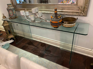 Thick Cut Large Glass Console Table