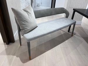 *BRAND NEW Custom Made Black Porcelain Top Dining Table, with 2 Sunpan Madura Banquettes in Belfast Heather Grey/Bravo Metal (*Retail value $6,400)